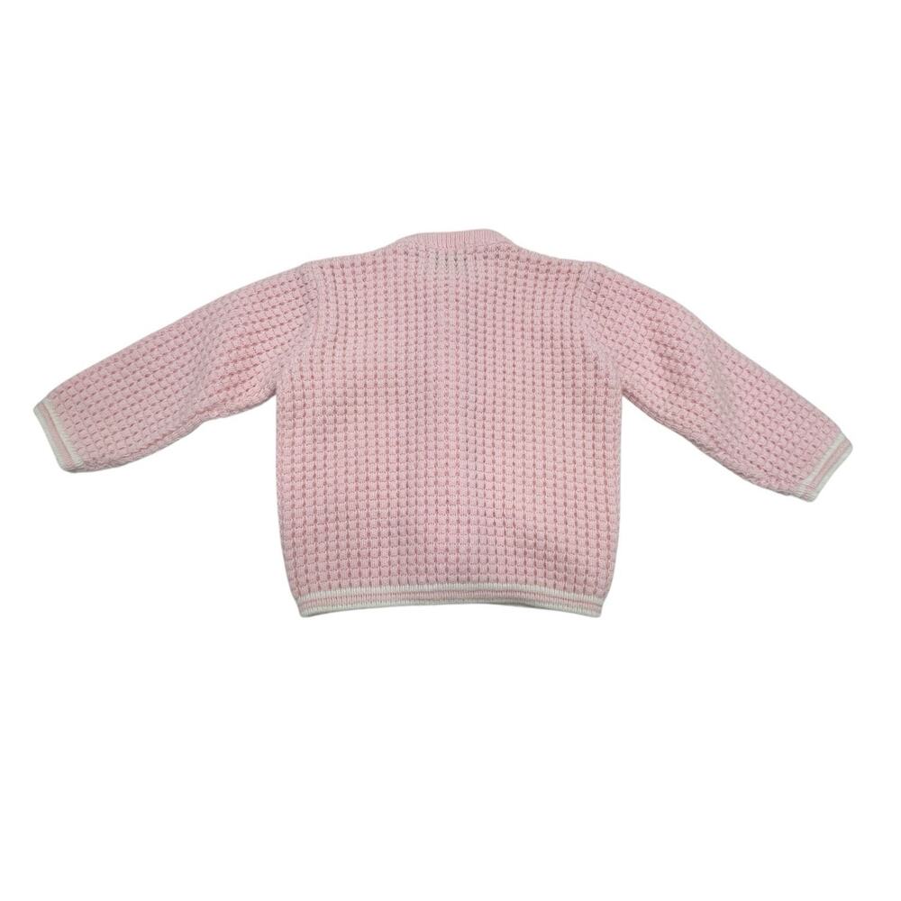 Vtg BLUE BIRD Baby Cardigan Sweater Sz 3-6M Waffle Knit Pearl Button Cottage USA - Picture 6 of 9